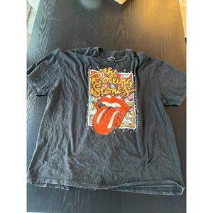 The Rolling Stones Graphic T-Shirt Mens 3XL Black Tongue Lips Logo Rock Band Tee